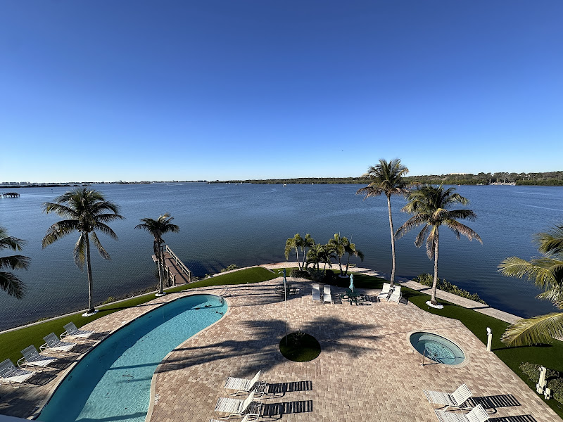 Pool and bay view from balcony